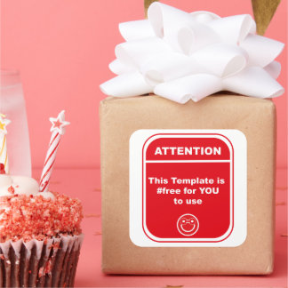 Sticker Carré Attention Ce Modèle est #libre d'utiliser Cutomize