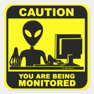 Sticker Carré Attention ! vous êtes surveillé