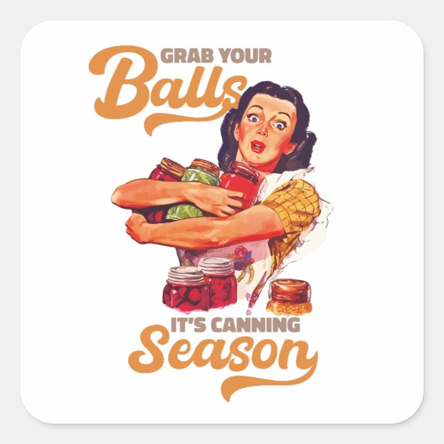 Sticker Carré Attrapez vos boules, sa saison de canne, attrapez- (Devant)