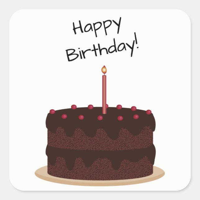 Sticker Carré au chocolat d'anniversaire heureux (Devant)
