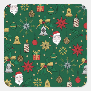 Sticker Carré Aube De Noël À Main Unique Doddles De Noël Design 