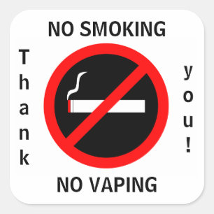 STICKER CARRÉ AUCUN FUMEUR AUCUN SIGNE DE VAPEUR