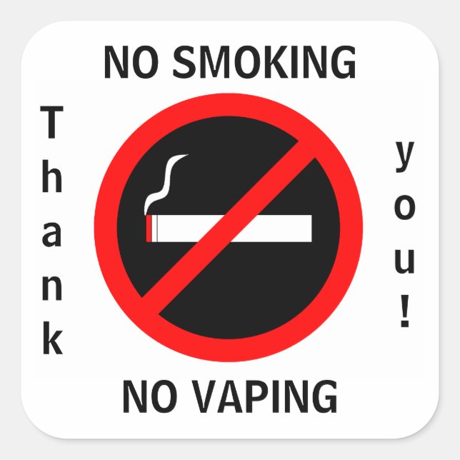 STICKER CARRÉ AUCUN FUMEUR AUCUN SIGNE DE VAPEUR (Devant)