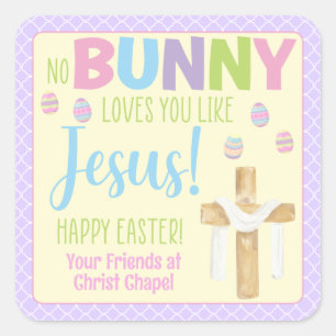 Sticker Carré Aucun Lapin Vous Aime Comme Jésus Pâques