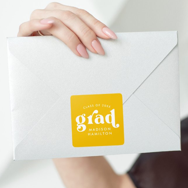 Sticker Carré Audacieuse Typographie Jaune Graduation (Créateur téléchargé)