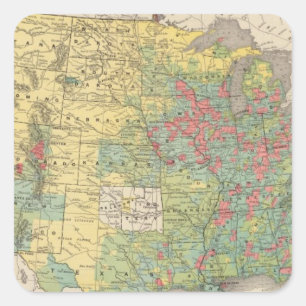 Sticker Carré Augmentation de la population des États-Unis, 1880