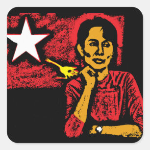 Sticker Carré Aung San Suu Kyi