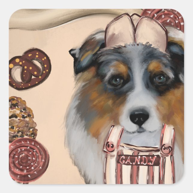 STICKER CARRÉ AUSTRALIAN SHEPHERD (Devant)