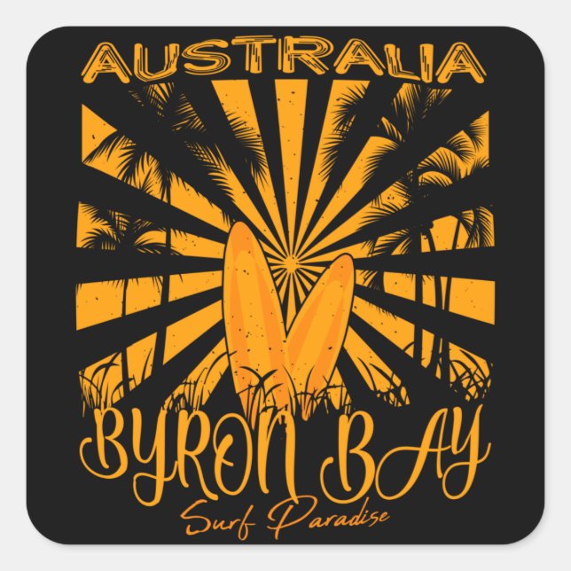 Sticker Carré Australie Byron Bay Surf Paradise (Devant)