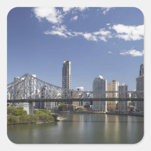 Sticker Carré Australie, Queensland, Brisbane, Story Bridge,