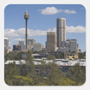 Sticker Carré Australie, Sydney, Potts Point. Horizon de Sydney.