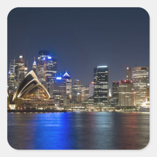 Sticker Carré Australie, Sydney. Skyline avec l'Opéra vu