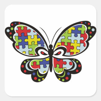 Sticker Carré Autism Awareness Butterfly