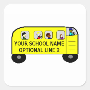 Sticker Carré AUTOBUS SCOLAIRE - un votre produit d'école -
