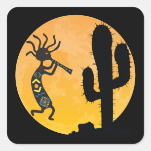 Sticker Carré Autochtone Kokopelli 