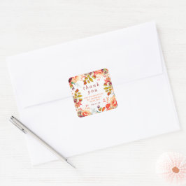 Sticker Carré Automne Aquarelle d'automne Floral Anniversaire Me