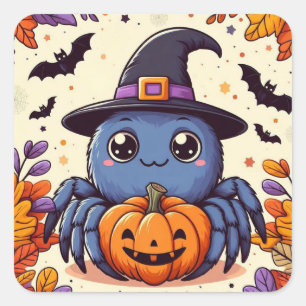 Sticker Carré Automne/automne/araignée/sorcière/halloween