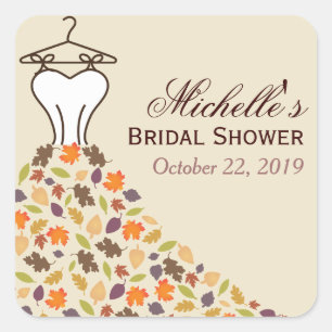 Sticker Carré Automne Feuilles Mariage Robe Fête des mariées Fav