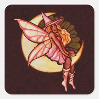 Sticker Carré Automne Lune Fée Sorcière Daisy Artwork LuneEnfant