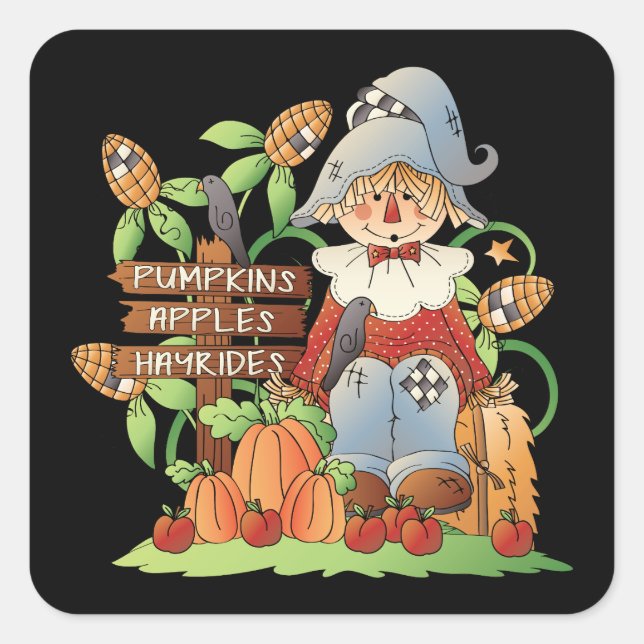 Sticker Carré Automne Scarecrow Marques saisonnières (Devant)