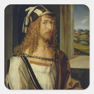 Sticker Carré Autoportrait avec gants, 1498