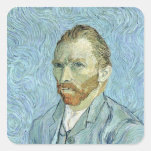 Sticker Carré Autoportrait de Vincent van Gogh  , 1889