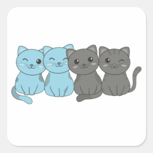 Sticker Carré Autosexuel Flag Pride Lgbtq Cute Cats Pile Carré
