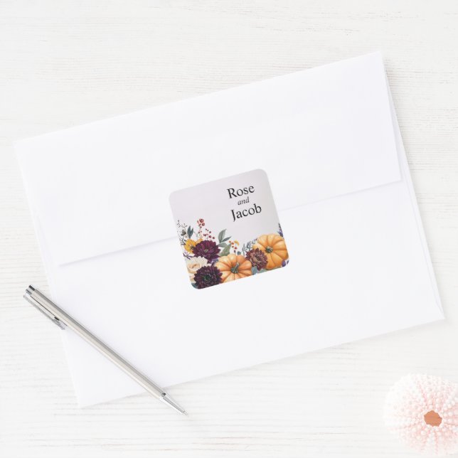 Sticker Carré Autumn Elegance Wedding  (Enveloppe)