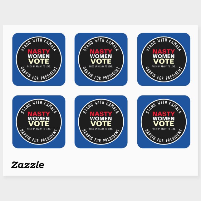Sticker Carré Avec Kamala HARRIS pour le président (Feuille)