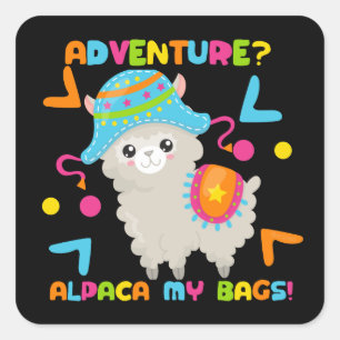 Sticker Carré Aventure Alpaca Mes Sacs Mignonne Drôle