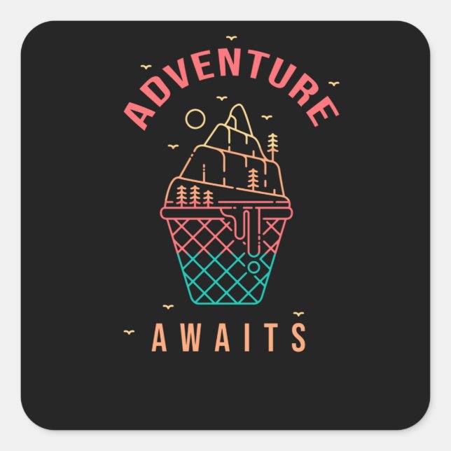 Sticker Carré Aventure Attend (Devant)
