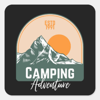 Sticker Carré Aventure Camping