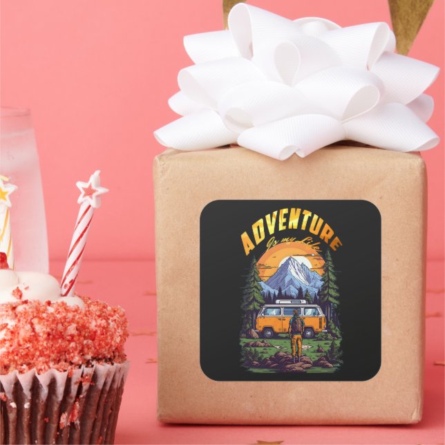 Sticker Carré Aventure de camping moderne   (Fête)