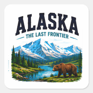 Sticker Carré Aventure de la dernière frontière de l'Alaska