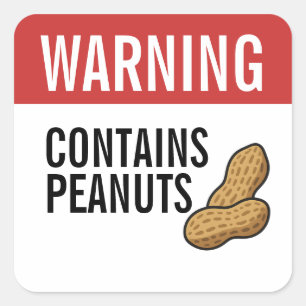 Sticker Carré Avertissement Contient des arachides Alerte allerg