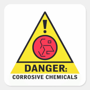 Sticker Carré AVERTISSEMENT Danger Produits chimiques corrosifs 