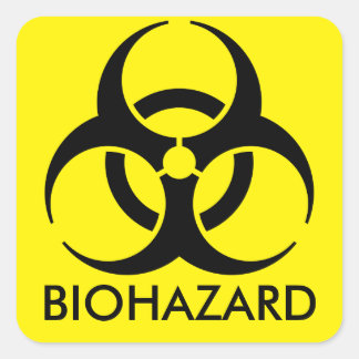 Sticker Carré Avertissement de risque biologique