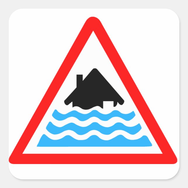 Sticker Carré Avertissement d'inondation grave (Devant)