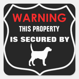 STICKER CARRÉ AVERTISSEMENT PROPRIÉTÉ PROTÉGÉE PAR CHIEN AUTOCOL