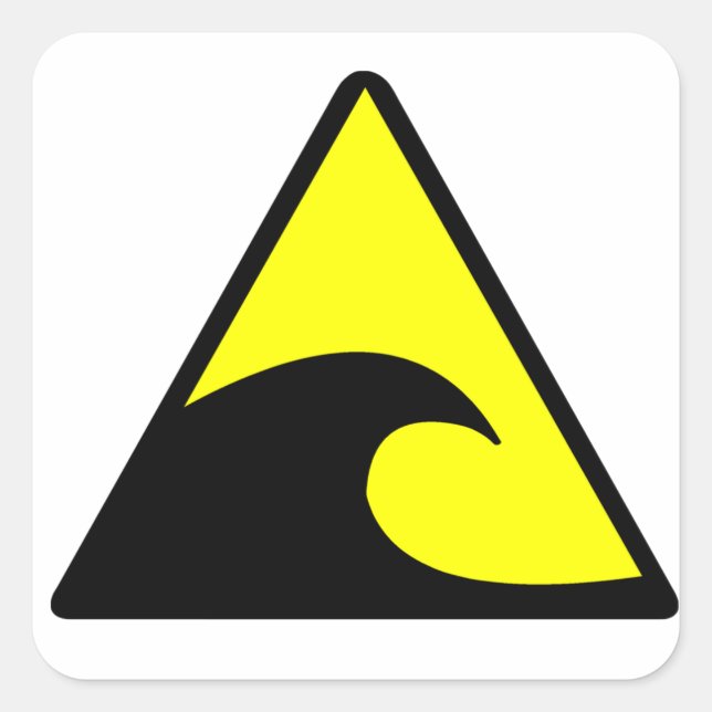 Sticker Carré Avertissement sur le tsunami (Devant)