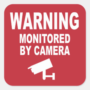Sticker Carré Avertissement : Surveillé par l'appareil-photo