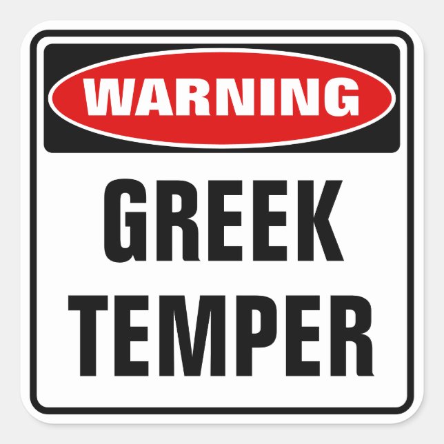 Sticker Carré Avertissement Temper grec (Devant)