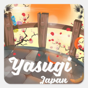 Sticker Carré Avis de voyage de Kyoto Japon