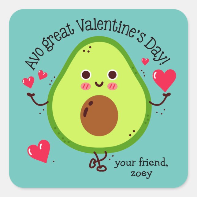 Sticker Carré Avo Grande Saint Valentin Avocado Saint Valentin (Devant)