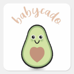 Sticker Carré Avocado avec coeur baby-cado pour un bébé