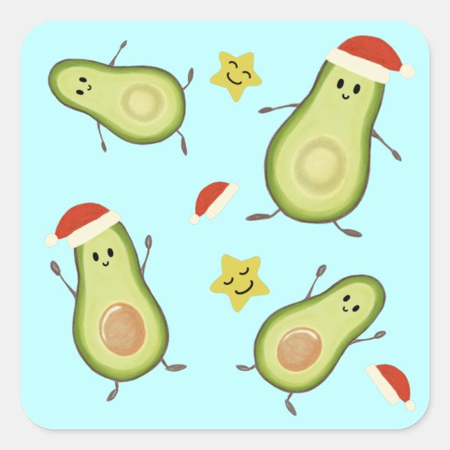 Sticker Carré Avocados & Noël (Devant)