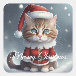 Sticker Carré Avoir un Noël parfait ~ Meow ^-^