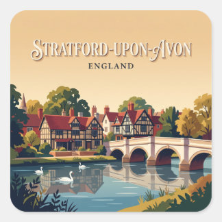 Sticker Carré Avon et Stratford-upon-Avon Angleterre