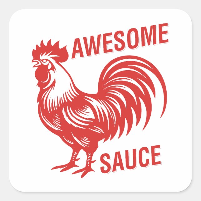 Sticker Carré Awesome Rooster de sauce drôle (Devant)