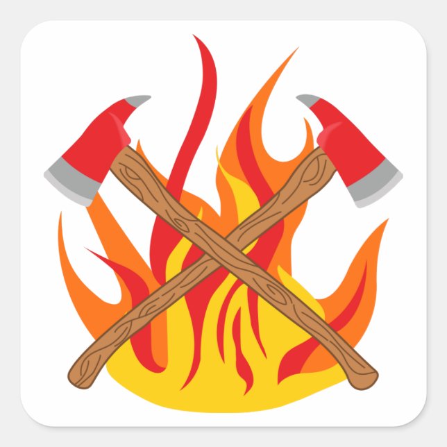 Sticker Carré Axes des pompiers traversés (Devant)